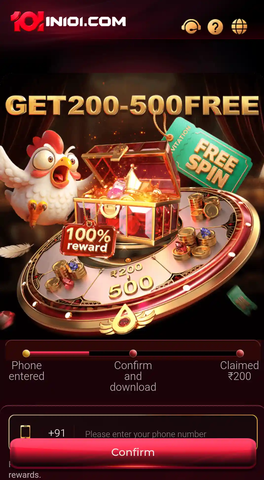 IN101 Game Android APK and download screen